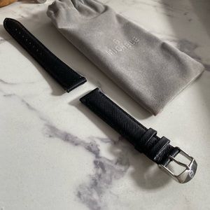 Michele Watch 18mm black leather strap